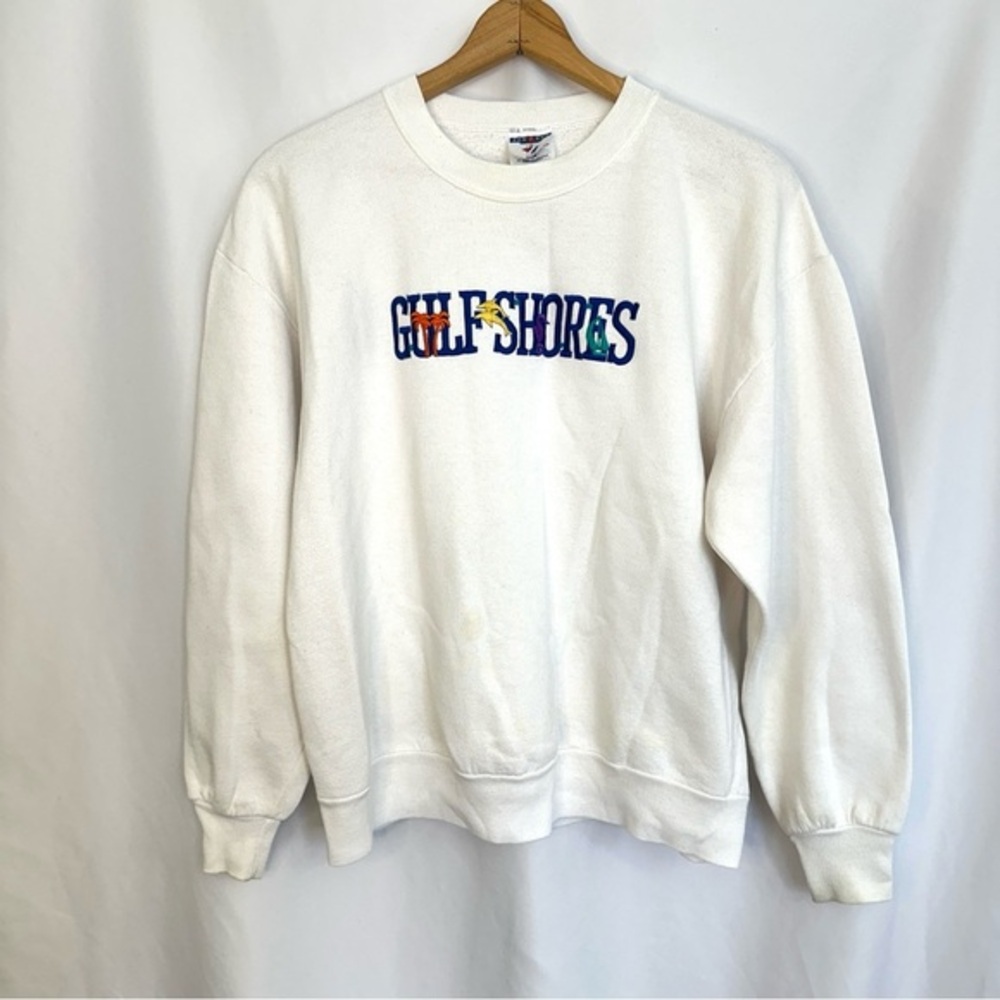 Vintage 90s Jerzees Gulf Shores Crewneck Sweatshirt Unisex Large Made in USA